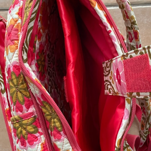 VERA BRADLEY Folkloric Pink Orange Floral Large Travel Multi-sectional Backpack - Picture 4 of 16